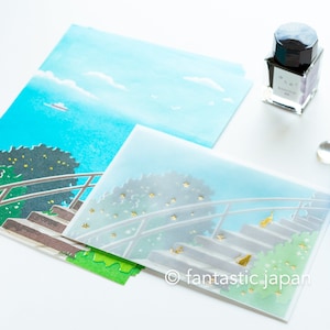 Translucent Scenery Letter-schrijfset -kat en zee-