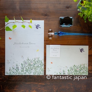 Bloc de cartas y sobres washi japoneses - Flores en la carretera - de Omori Yuko / cozyca products