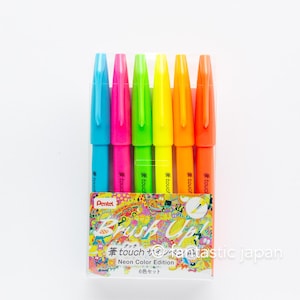 Pentel Fude Touch Brush Sign Pen - 6er Set neonfarben-