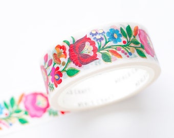 Minees Masking Tape -Flower Bloom- / Ethno-Kleidermuster / World Craft Washi Tape / japanisches Briefpapier