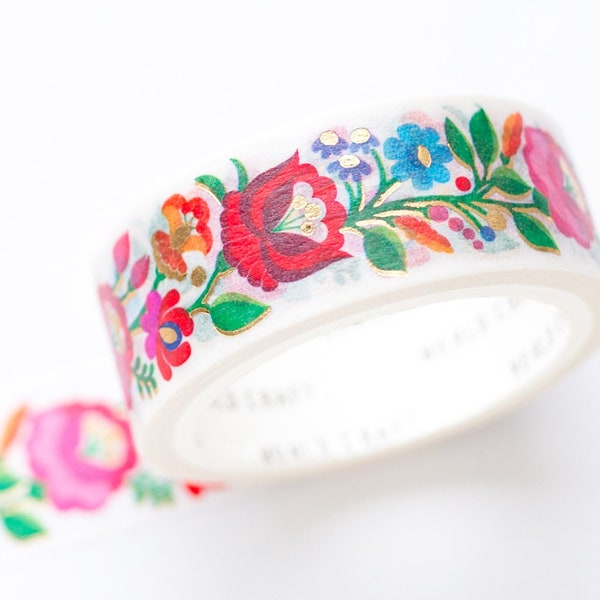 mineees Masking Tape -Flower Bloom- / ethnic dress pattern/ world craft washi tape / Japanese stationery