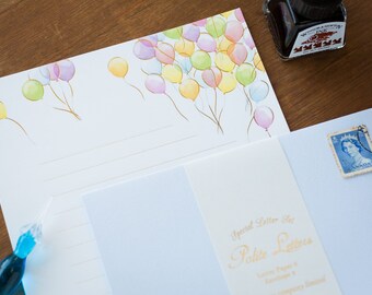 Gold foiled Letter Writing set -Polite letters "balloons"- by Tsutsumu company limited / made in Japan