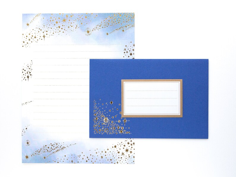 Gold foiled Letter Writing set Polite letters stardust by Tsutsumu company limited / made in Japan image 7