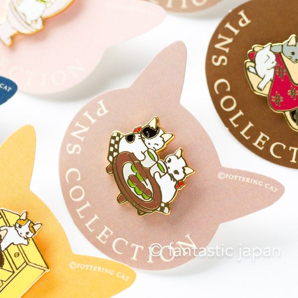 Pottering Cat harde emaille pin -Japanse theetijd-