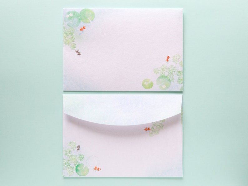 Japanese Washi Writing Letter Pad and Envelopes gold fish / traditional Iyo Washi paper / made in Japan image 8