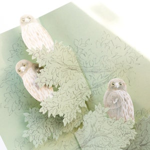 Cartão pop-up / Tobidustry -Brown Hawk Owl- por Atsuko Yukawa