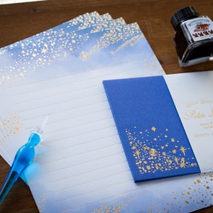 Gold foiled Letter Writing set Polite letters stardust by Tsutsumu company limited / made in Japan image 4