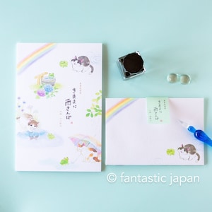Japans washi-schrijfblok en enveloppen -katten in de regen-