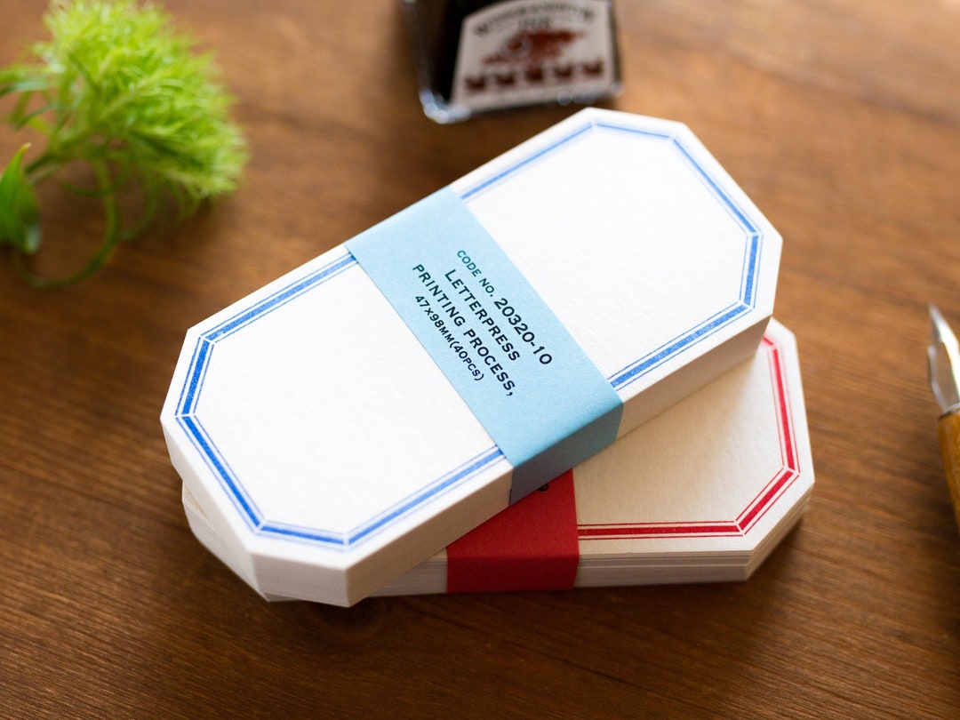 Classiky Letterpress Octagon Label Card 40pcs -sky Blue- / NO. 20320-10 ...