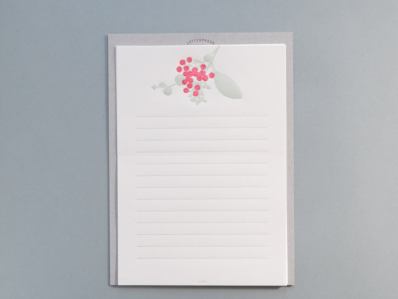 Letter Press Letter set red flower bouquet by Midori DESIGNPHIL products Japanese writing letter set made in Japan