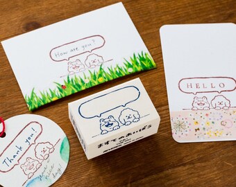 Wooden rubber stamp -the buddy of masking tapes -puppies-