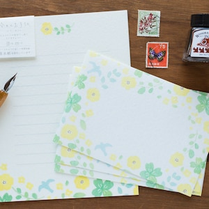 Juego de escritura de letras washi japonesas -Flor verde- / Juego de cartas de hoy / FURUKAWA SHIKO / Hecho en Japón