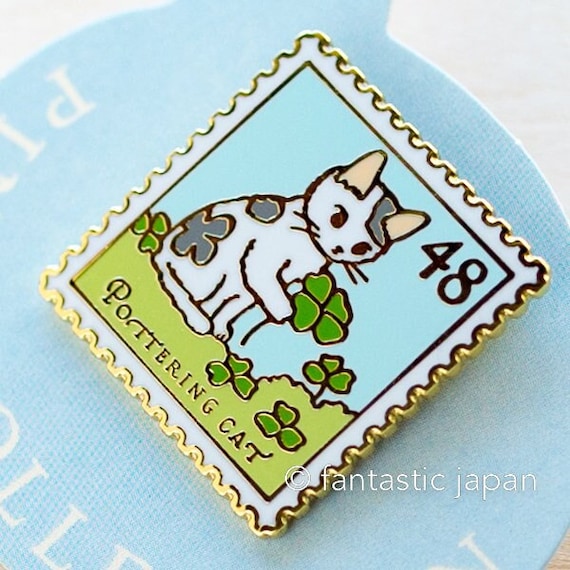 Clover Cat Stamp Enamel Pin Clover Cat Stamp Enamel Pin