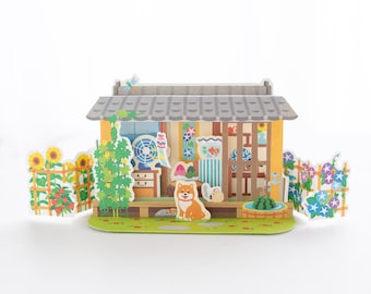 Summer Greeting Card -Shiba dog on the porch-