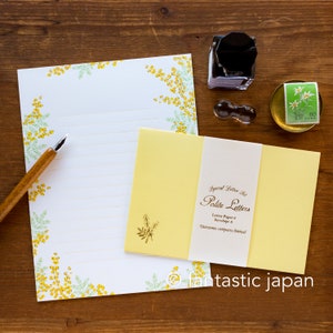 Goud verijdelde briefschrijfset - beleefde letters "mimosa"- van Tsutsumu company limited