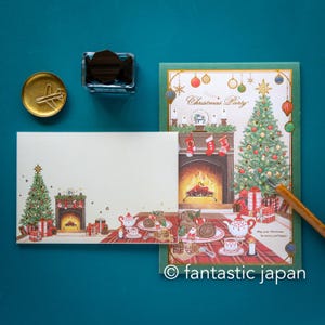Bloc de notas y sobres washi japoneses (fiesta de Navidad) / Juego de cartas NB
