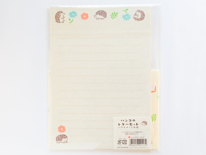 Hedgehog writing letter set / Mino Washi / japanese stationery / japanese writing paper / made in Japan image 9