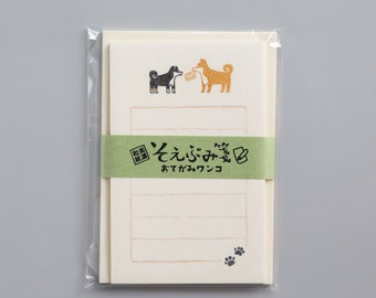 Japanisches Washi-Mini-Briefschreibset – Shiba-Hunde und Brief – / FURUKAWA SHIKO/ kleine Notizen und Umschläge / hergestellt in Japan