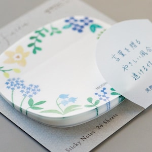 Notas adhesivas semitranslúcidas MIDORI - Flores silvestres - / producto designphil / fusen único japonés / hecho en Japón