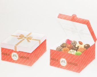 Japanese washi mini writing letter set -cat chocolate box- /FURUKAWA SHIKO/ Japanese writing letter set /made in Japan