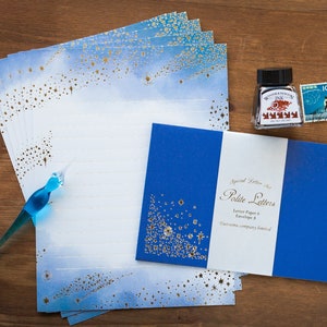 Gold foiled Letter Writing set Polite letters stardust by Tsutsumu company limited / made in Japan image 3