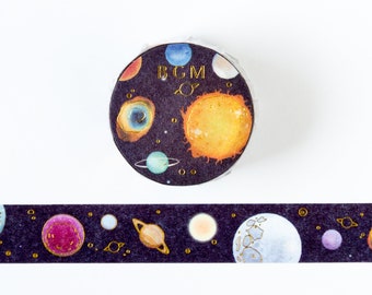 Cinta washi Gold Foil Planets, cinta de enmascaramiento del universo