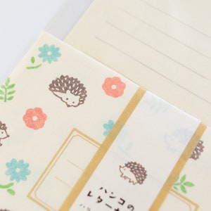 Hedgehog writing letter set / Mino Washi / japanese stationery / japanese writing paper / made in Japan image 4