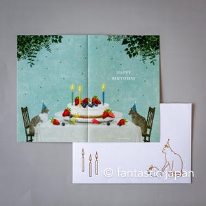 Birthday card -Cat and Birthday cake- by Akira Kusaka / cozyca pruducts