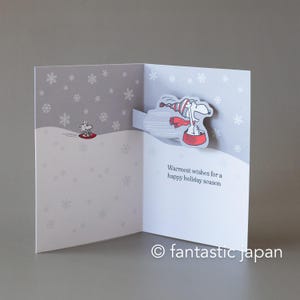 Cartão pop-up Hallmark / Christmas PEANUTS - Em um passeio de trenó prateado -