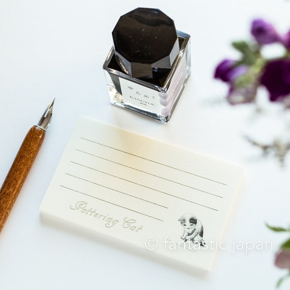 Pottering Cat mini message card -Letter-writing cat-