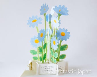 Blühende Geburtstagskarte -Blaues Gänseblümchen-