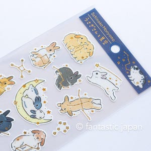Washi-sticker van Schinako Moriyama -Konijnen en sterrenhemel-