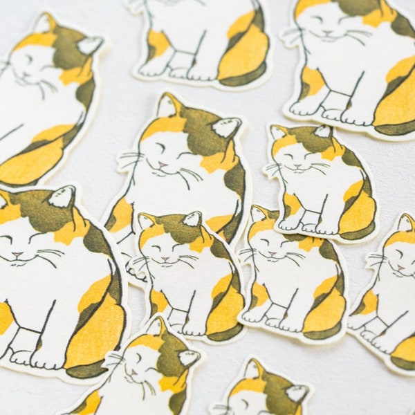 Klassische Washi-Flocken-Sticker -Kätzchen- von Emi Hoshi.