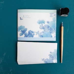 Bloc de cartas y sobres -Hortensia y mariposa-