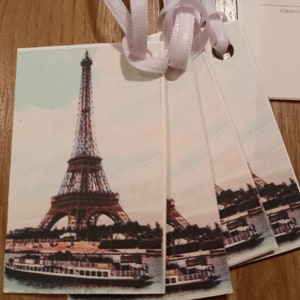Vintage Paris Mini Postcard gift tag - Eiffel Tower  (5 pack)