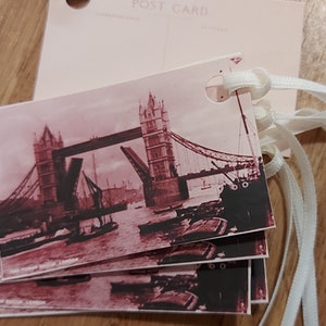 Mini-étiquette cadeau vintage London - Tower Bridge (lot de 5)