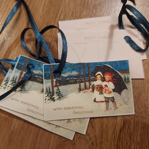 Vintage Christmas Mini pocztówka z etykietą na prezent - (5 sztuk)