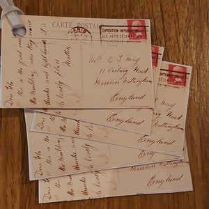 Etiqueta de regalo con minipostal con mensaje de París vintage (paquete de 5)