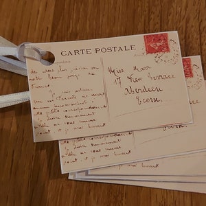 Etiqueta de regalo con minipostal con mensaje de París vintage (paquete de 5)