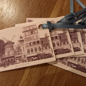 Etiqueta de regalo Vintage Paris Mini Postcard - Moulin Rouge (paquete de 5)