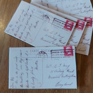 Etiqueta de regalo Vintage Mini Postcard - Mensaje desde París atrás (paquete de 5)