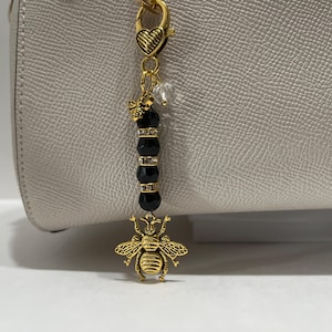 Restocked-Medium Gold Crystal Bee Purse Charm/Zipper Pull  #79