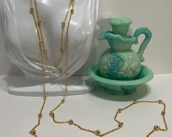 Clearance-Extra Long 70” Gold Beaded Pullover Chain Necklace #197