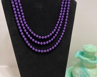 Clearance-60” Extra Long Purple Beaded Necklace #336