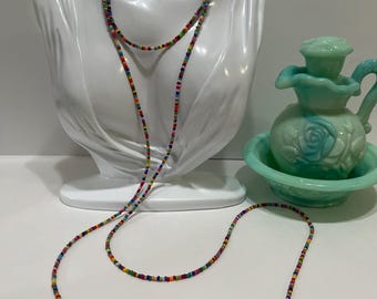 RESTOCKED-Versatile 60” Extra Long Multicolored Seed Bead Necklace #282