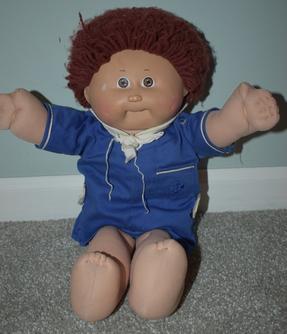 Cabbage Patch Doll Vintage 1978 1982 Ginger Curly Short Hair Blue