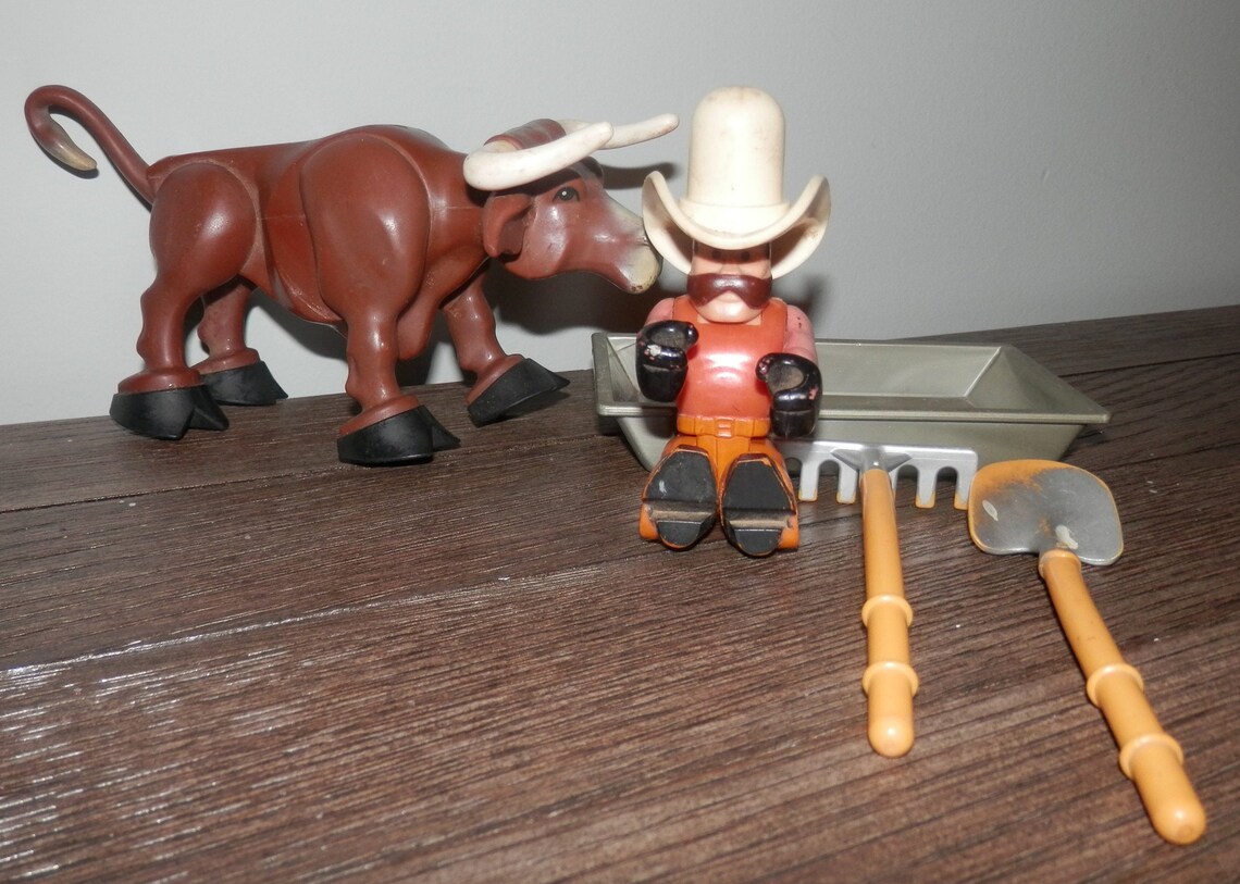 Fisher price husky helpers bull cowboy rake shovel vintage | Etsy