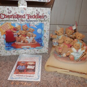 cherished teddies 1996 commemorative 5 year anniversary &quot;strike up the band&quot; vintage