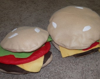 pretend food play large cheeseburger  12" sesame bun and lettuce,cheese,meat...etc