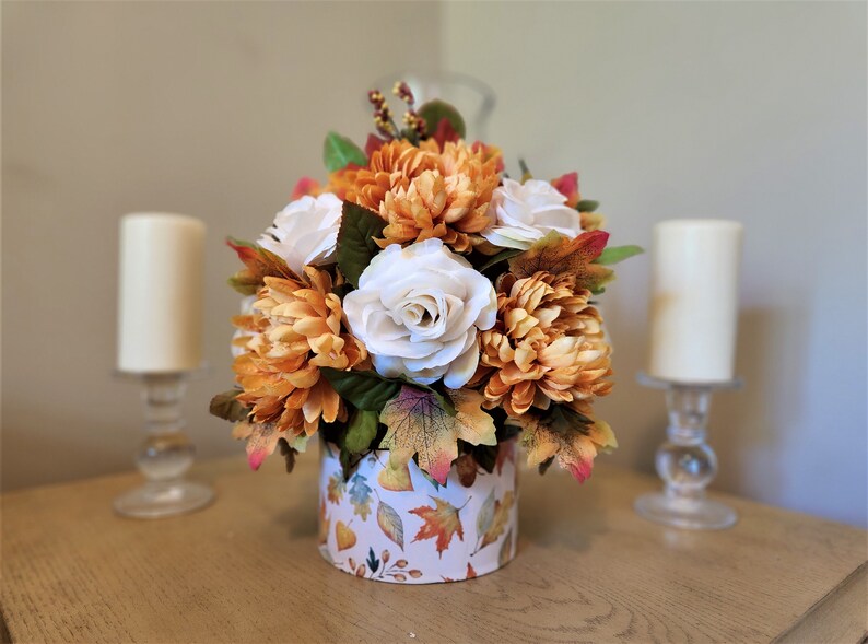 Fall Silk Flower Arrangement Autumn Flower Arrangement Fall Etsy